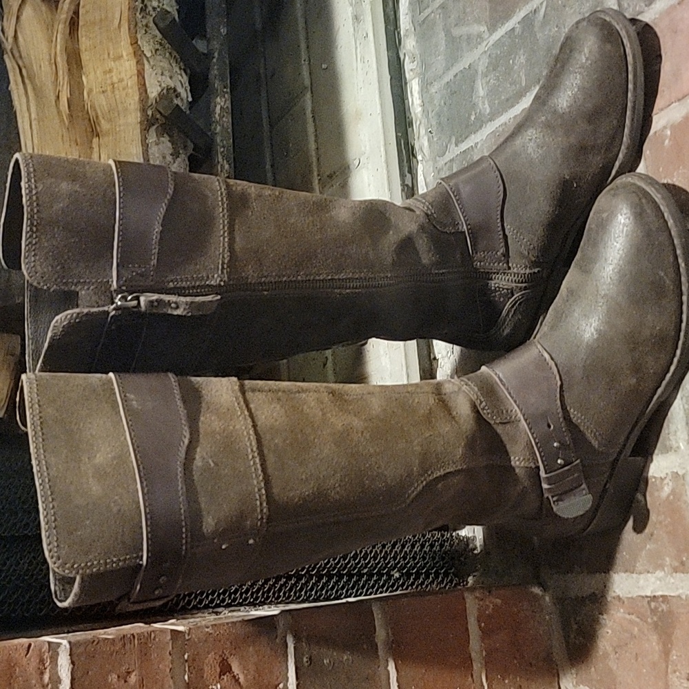 UGG Dayle Dark Brown Leather Knee-High Boots